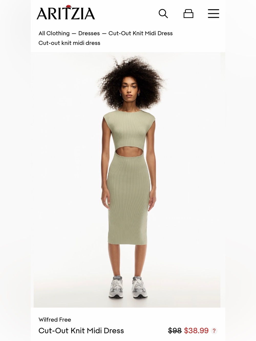 Aritzia Ribbed Cut-Out Midi Dress—Black